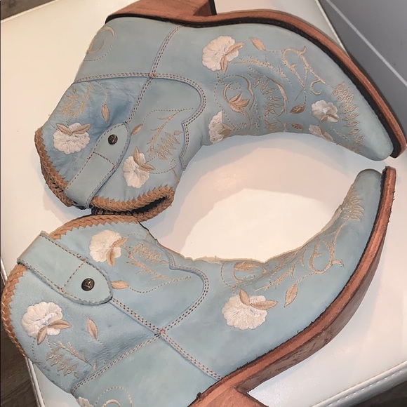 LIBERTY Black Shoes - Liberty black cotton flower turquoise boot